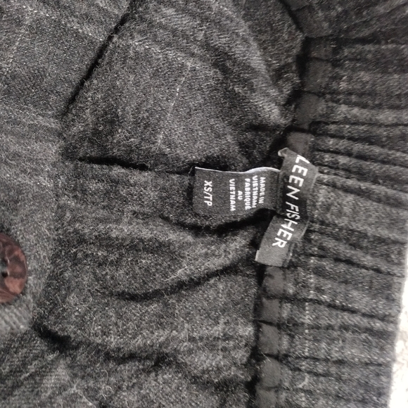 Eileen Fisher Full Length Straight in Charcoal Plaid Wool Blend Pants XS - Picture 6 of 9